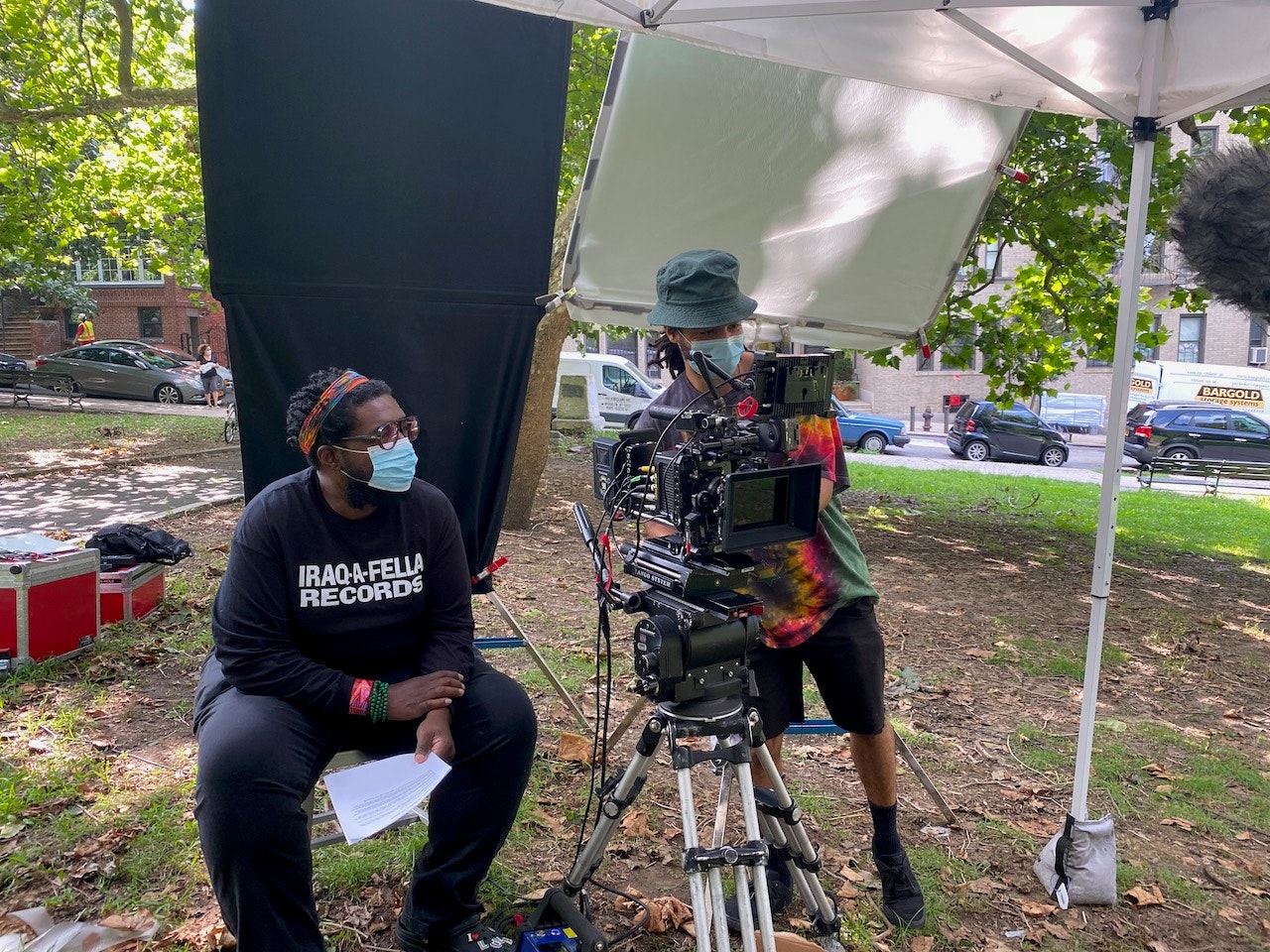 Ahmir Thomspson and DP Alex Ashe in an Uptown Manhattan park. Photo by Joseph Patel.